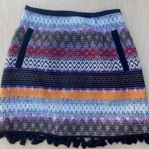 Nicholas Skirt Womens 6 Tassel Textured Southwest Festival Boho Mini Ethnic